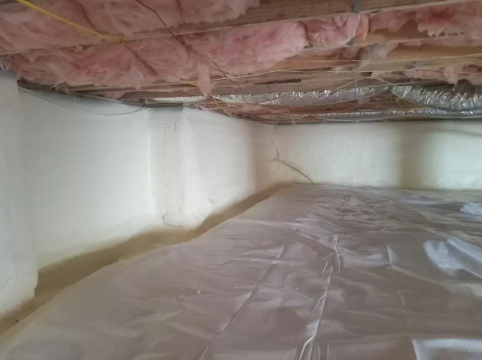 Crawl space encapsulation with closed-cell spray foam for Metal Roof Coating in New Albany